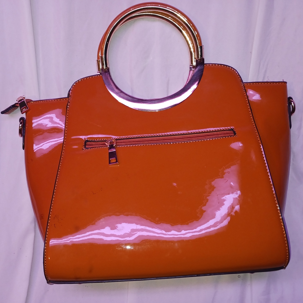 Orange Patent Leather Handbag